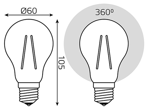 Лампа свд 220В Е27 10Вт 2400К 820лм стандарт A60 золотистая филамент Gauss 