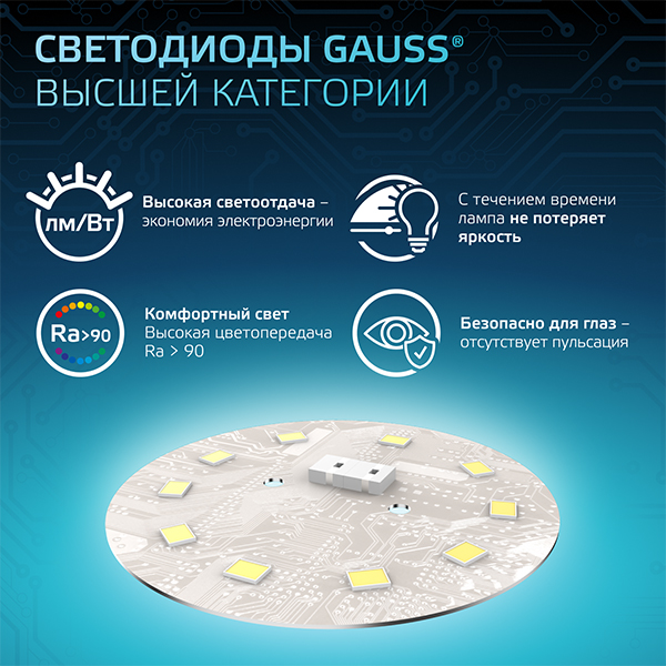 Лампа свд 220В GU10 9Вт 4100К 830лм MR16 матовая Gauss 